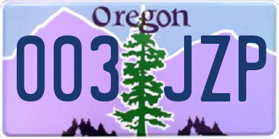 OR license plate 003JZP