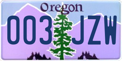 OR license plate 003JZW