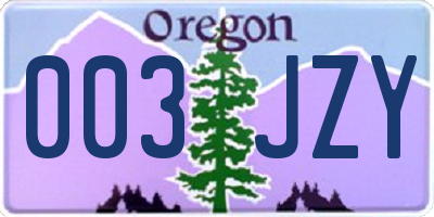 OR license plate 003JZY