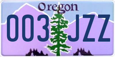 OR license plate 003JZZ