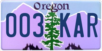 OR license plate 003KAR