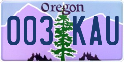 OR license plate 003KAU
