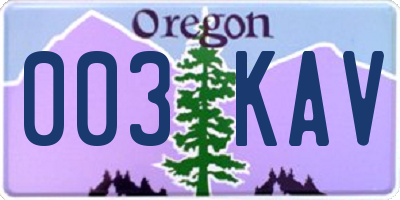 OR license plate 003KAV