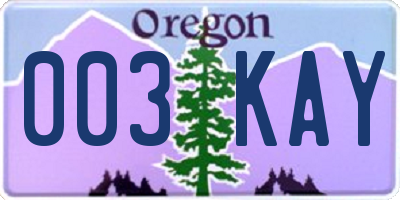 OR license plate 003KAY