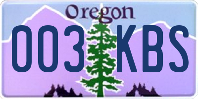 OR license plate 003KBS