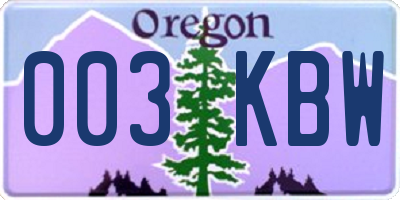 OR license plate 003KBW