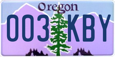 OR license plate 003KBY