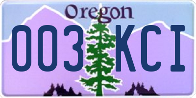 OR license plate 003KCI