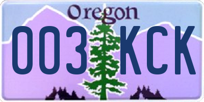 OR license plate 003KCK