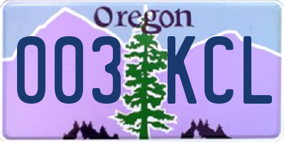 OR license plate 003KCL