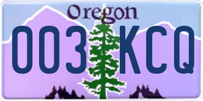 OR license plate 003KCQ