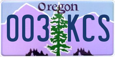OR license plate 003KCS