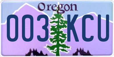 OR license plate 003KCU