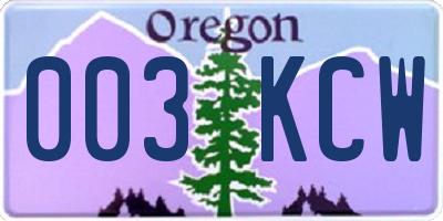 OR license plate 003KCW