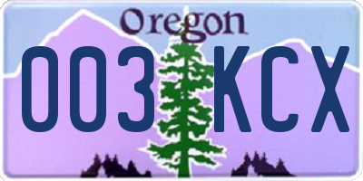 OR license plate 003KCX