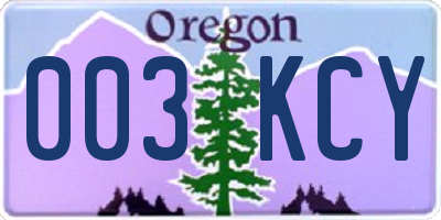 OR license plate 003KCY