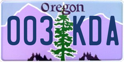 OR license plate 003KDA