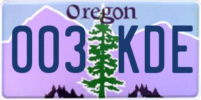 OR license plate 003KDE