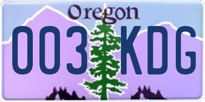 OR license plate 003KDG