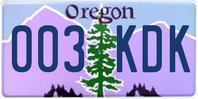 OR license plate 003KDK