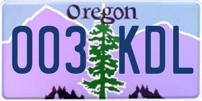 OR license plate 003KDL