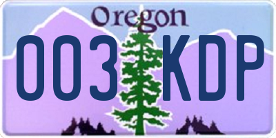 OR license plate 003KDP