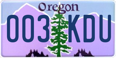 OR license plate 003KDU