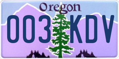 OR license plate 003KDV