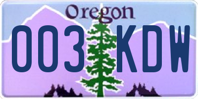 OR license plate 003KDW