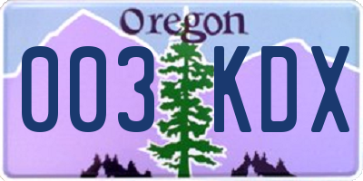 OR license plate 003KDX