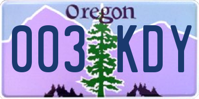 OR license plate 003KDY