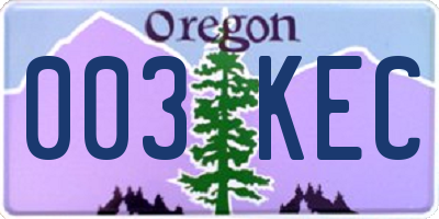 OR license plate 003KEC