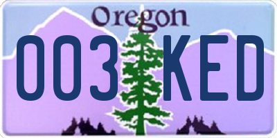 OR license plate 003KED