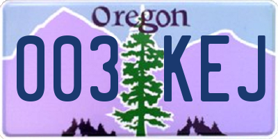 OR license plate 003KEJ