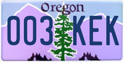 OR license plate 003KEK