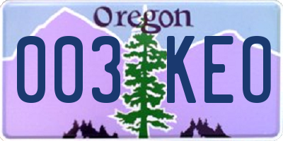 OR license plate 003KEO