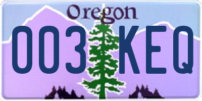 OR license plate 003KEQ