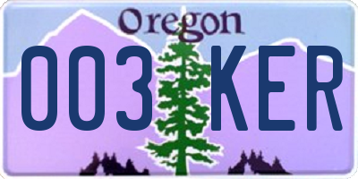 OR license plate 003KER