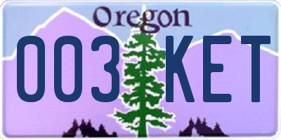 OR license plate 003KET