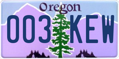 OR license plate 003KEW