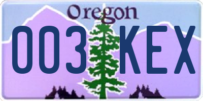 OR license plate 003KEX
