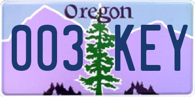 OR license plate 003KEY