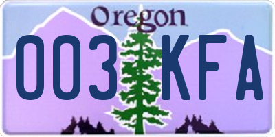 OR license plate 003KFA
