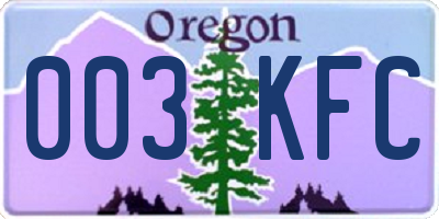 OR license plate 003KFC