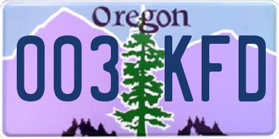 OR license plate 003KFD