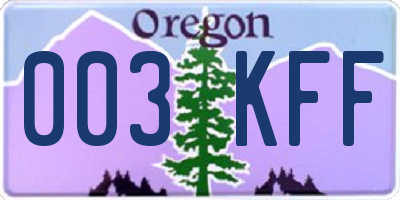 OR license plate 003KFF