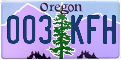 OR license plate 003KFH