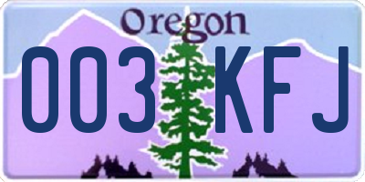 OR license plate 003KFJ