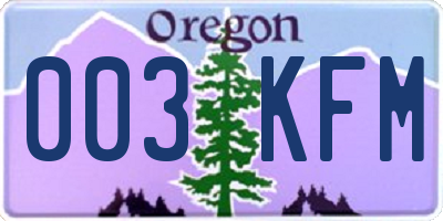 OR license plate 003KFM