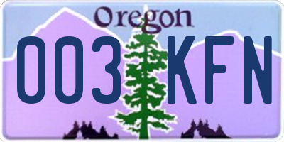 OR license plate 003KFN